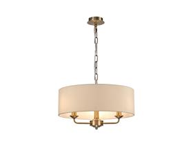 DK0036  Banyan 45cm 3 Light Pendant Antique Brass, Ivory Pearl